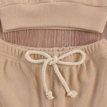 Thorn Tree Newborn Baby Girls Clothes Cotton Suit Cute Baby Kid Infant Toddler Play Wear Fall Winter Rainbow Outfits (Solid Khaki Rainbow Suit, 18-24 Months)