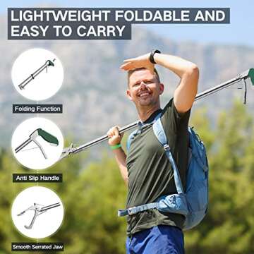 GYORGKSHI 60“ Snake Tongs Collapsible Grabber, Professional Reptile Snake Catcher Wide Jaw Handlin...