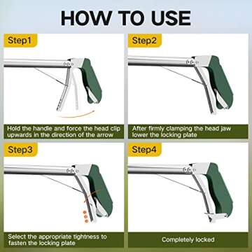 GYORGKSHI 60“ Snake Tongs Collapsible Grabber, Professional Reptile Snake Catcher Wide Jaw Handling Tool, Stainless Steel Snake Hook