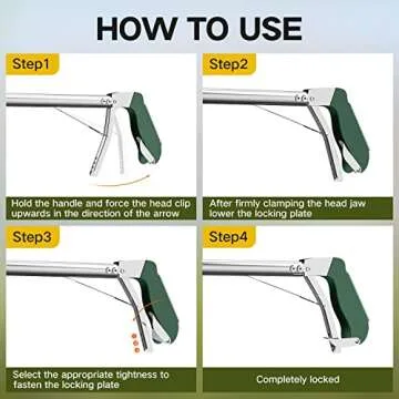 GYORGKSHI 60“ Snake Tongs Collapsible Grabber, Professional Reptile Snake Catcher Wide Jaw Handling Tool, Stainless Steel Snake Hook