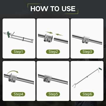 GYORGKSHI 60“ Snake Tongs Collapsible Grabber, Professional Reptile Snake Catcher Wide Jaw Handling Tool, Stainless Steel Snake Hook