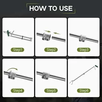 GYORGKSHI 60“ Snake Tongs Collapsible Grabber, Professional Reptile Snake Catcher Wide Jaw Handling Tool, Stainless Steel Snake Hook