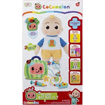 CoComelon Boo Boo JJ Deluxe Feature Plush - Includes Doctor Checkup Bag, Bandages to Care for JJ - 9 Total Accessories - Amazon Exclusive