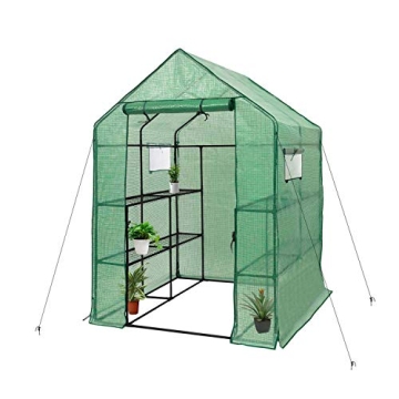Deluxe Green House 56" Walk-in Greenhouse with Shelves