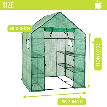 Deluxe Green House 56" Walk-in Greenhouse with Shelves
