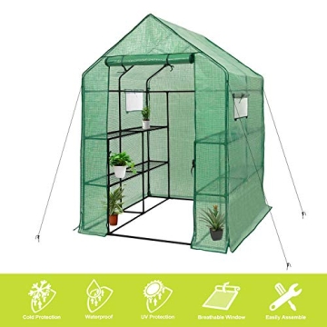 Deluxe Green House 56" Walk-in Greenhouse with Shelves
