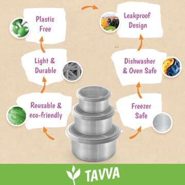 TAVVA Kids Snack Set of 3 - Plastic-Free & Portable