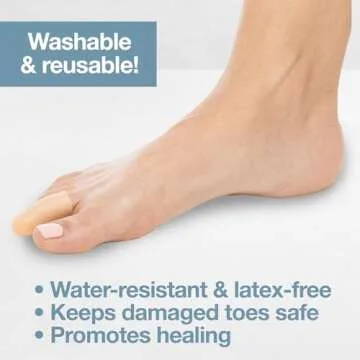 ZenToes 6 Pack Gel Toe Cap and Protector - Cushions and Protects to Provide Relief from Missing or Ingrown Toenails, Corns, Blisters, Hammer Toes (Small, Beige)