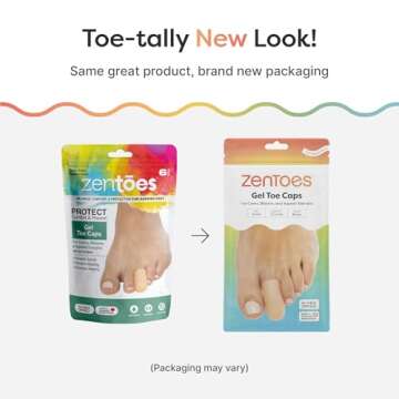 ZenToes 6 Pack Gel Toe Cap and Protector - Cushions and Protects to Provide Relief from Missing or Ingrown Toenails, Corns, Blisters, Hammer Toes (Small, Beige)