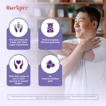 Vegan Iron Gummies for Adults - Sugar-Free, Non-GMO, 60 Count