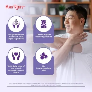 Vegan Iron Gummies for Adults - Sugar-Free, Non-GMO, 60 Count