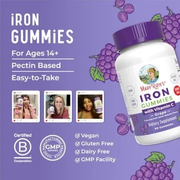 Vegan Iron Gummies for Adults - Sugar-Free, Non-GMO, 60 Count