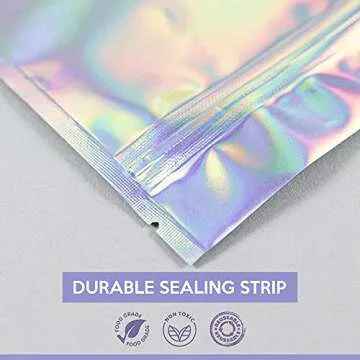 Holographic Mylar Bags (4x6 In - 100 Pcs), Smell Proof Resealable Bags for Small Business with Sealing Strip - Zip Lock Bags with Aluminum Foil Rainbow Color Pouch