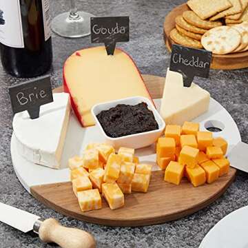 Juvale 20 Slate Stone Cheese Labels for Charcuterie Board with 6 Chalks and 2 Storage Bags