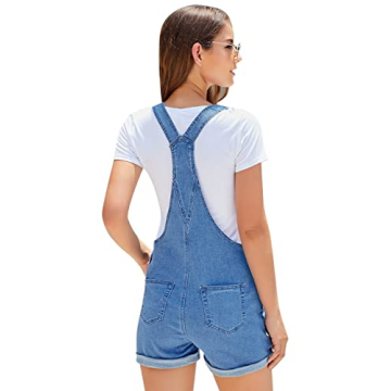 Vetinee Women's Adjustable Straps Denim Overall Shorts