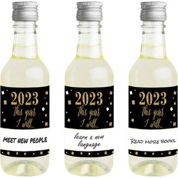 Big Dot of Happiness New Year's Eve Party Favor Set - 16 Wine & Champagne Labels