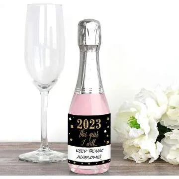 New Year's Eve Bottle Label Stickers - Set of 16