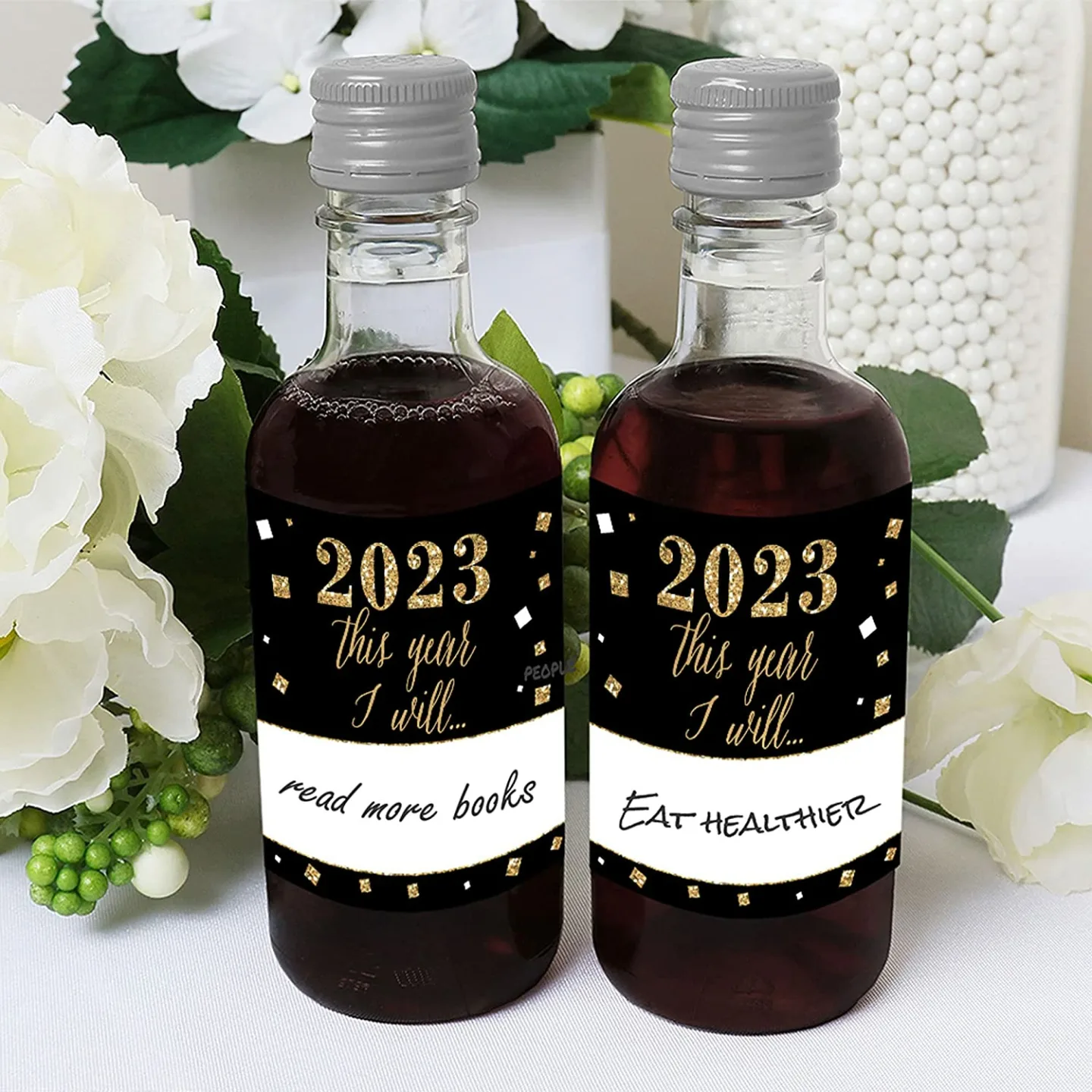 New Year's Eve Bottle Label Stickers - Set of 16