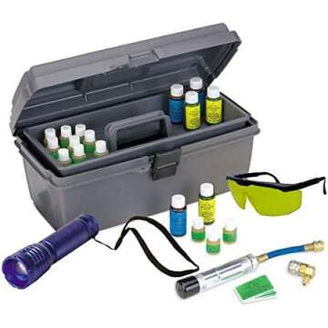 UV leak detection dye for motor oil, radiator coolant, fuel, transmissions, power steering and hydra...