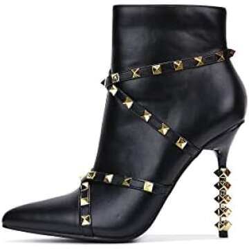Black ankle boots with Gold studs