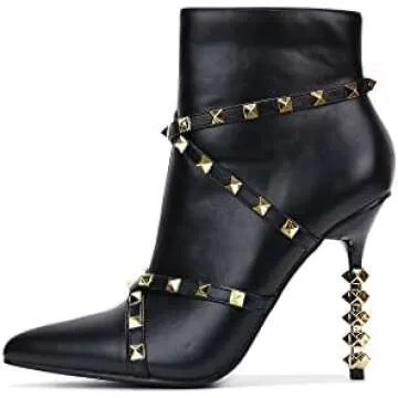 Black ankle boots with Gold studs