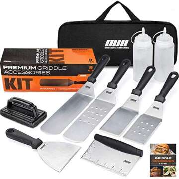 Grill cleaning tool kits, tools for cleaning griddle grills