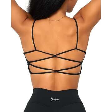 Danysu Strappy Back Sports Bra Twist Front