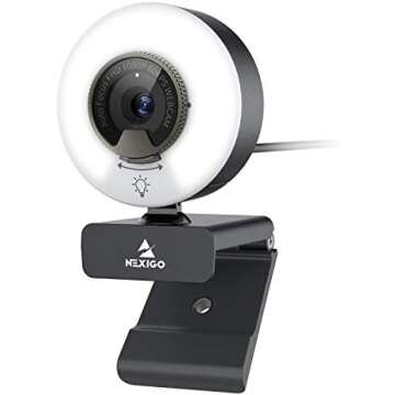 Ring Light for Your Web Camera with a Built-in Microphone for Zoom Meeting or Video Conferencing.