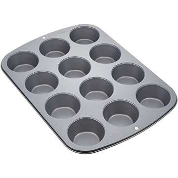 HONGBAKE Large Muffin Top Pan Set of 2, 4 Cup Nonstick Hamburger Bun Baking Pan, Jumbo Whoopie Pie P...