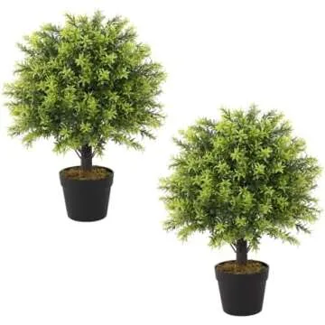 Entry way faux cedar trees