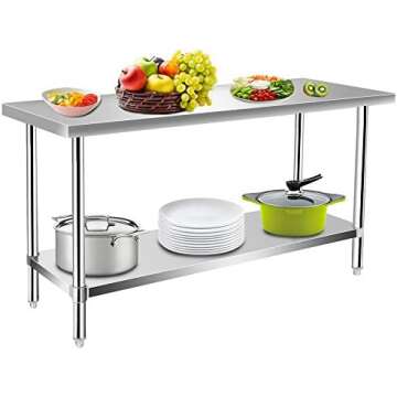 MESAS DE PREPARACION DE ACERO INOXIDABLE PARA COCINA