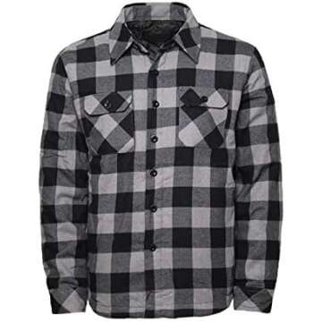 Wrangler Authentics Men's Long Sleeve Quilted Lined Flannel Shirt Jacket with Hood