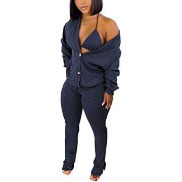 Women 3 piece outfit ribbed