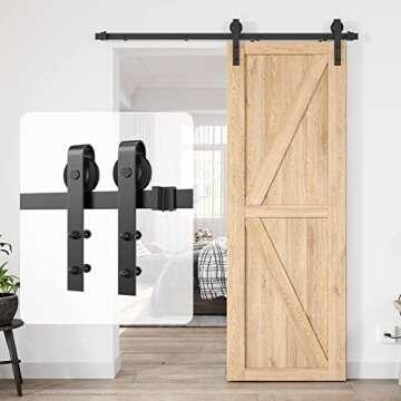 Barn door and living room