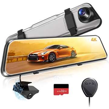10'' Mirror Dash Cam Night Vision 1080P