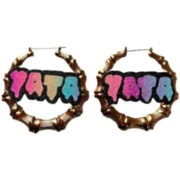 Personalized Bamboo Earrings and Matching Name Necklace Set