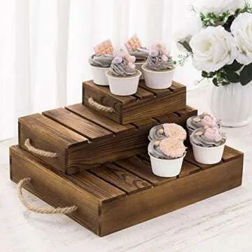 Wooden cake and cupcake stands